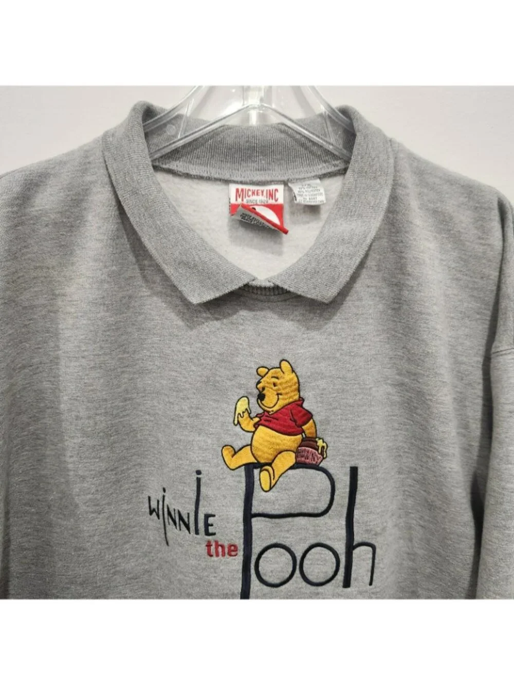 Vintage Mickey Inc Sweatshirt Mens XL Gray Winne The Pooh 90s 80s Y2K Disney - Picture 2 of 16